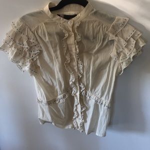 Cream ruffled blouse